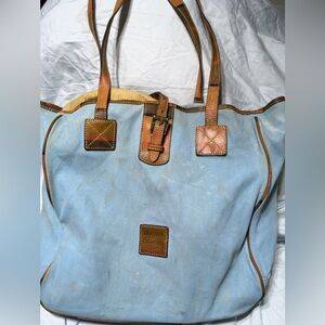 Dooney & Bourke Vintage Canvas Weekender Travel Tote Shopper Leather Trim Large